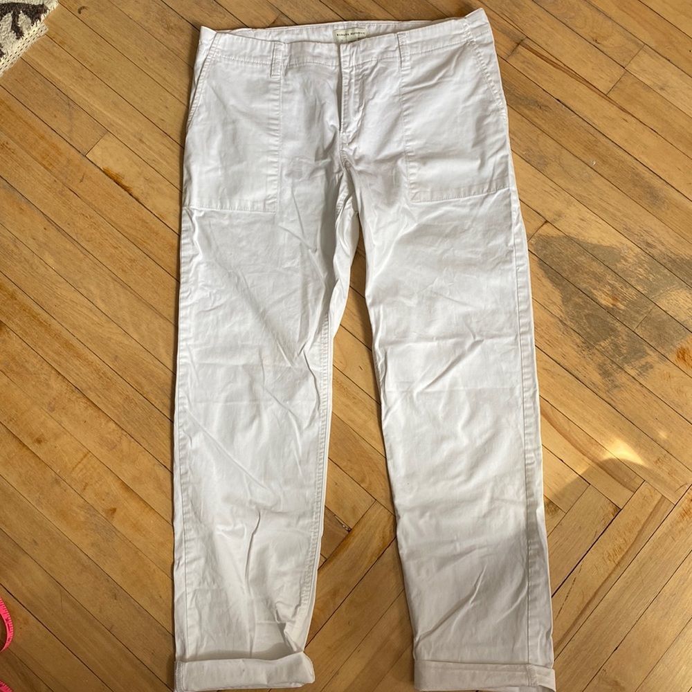 Banana Republic white stretch cotton pants, size 10.